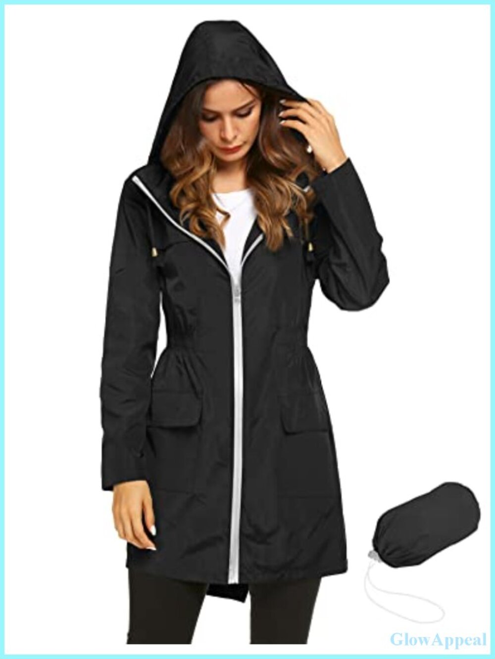 Waterproof Rain Jacket Lightweight Packable Hooded Windbreaker